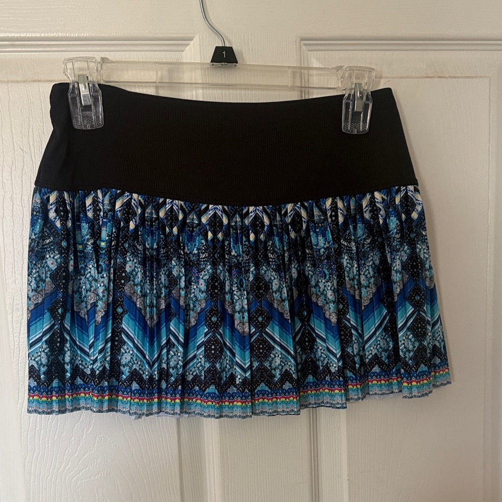 Lucky in Love Blue patterned Pleated Skirt / Skort with attached shorts